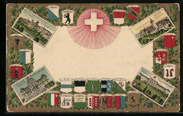 Cartes postales: Litho Bern, Bundespalast, Bundesgericht, – D'occasion à Berlin par bartko-reher