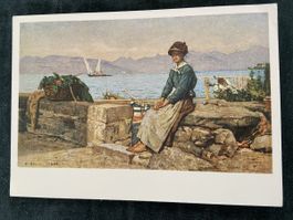 Postkarte François Bocion Das Mädchen von Tourronde 