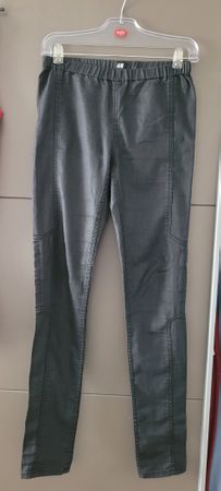 H&M éte Pantalon enduit gris foncé, taille S /coton