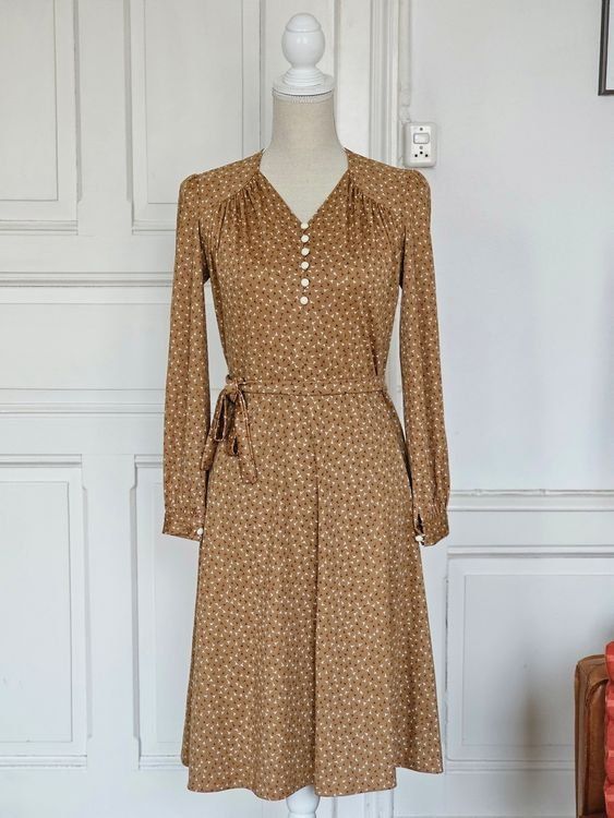 Vestiti: Vintage Kleid, Braun, Muster, Gr. 38/M – Usato da Ried-Brig venduto da Zzyzx