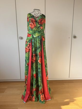 Langes Kleid Marciano Grösse 44 Blumenmuster rot-grün