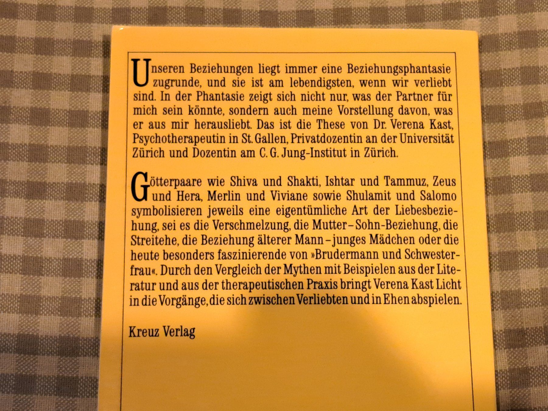 Libri: VERENA KAST - Paare (Beziehungsphantasien oder ...) – Usato da Wichtrach venduto da LuckyLuke69 2