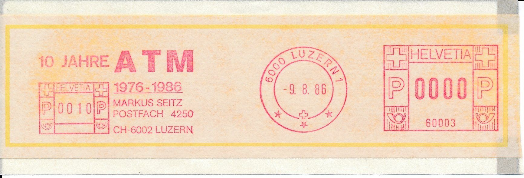 Alle Briefmarken: Firmenfreistempel mit ATM-Bezug – Neu (gemäss Beschreibung) aus Luzern von atms 2