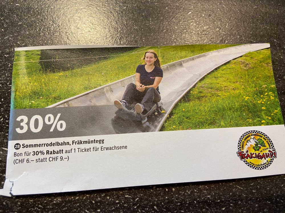 Bon 30% Rabatt Sommerrodelbahn, Fräkmüntegg (Gebraucht) in Mühleberg ...
