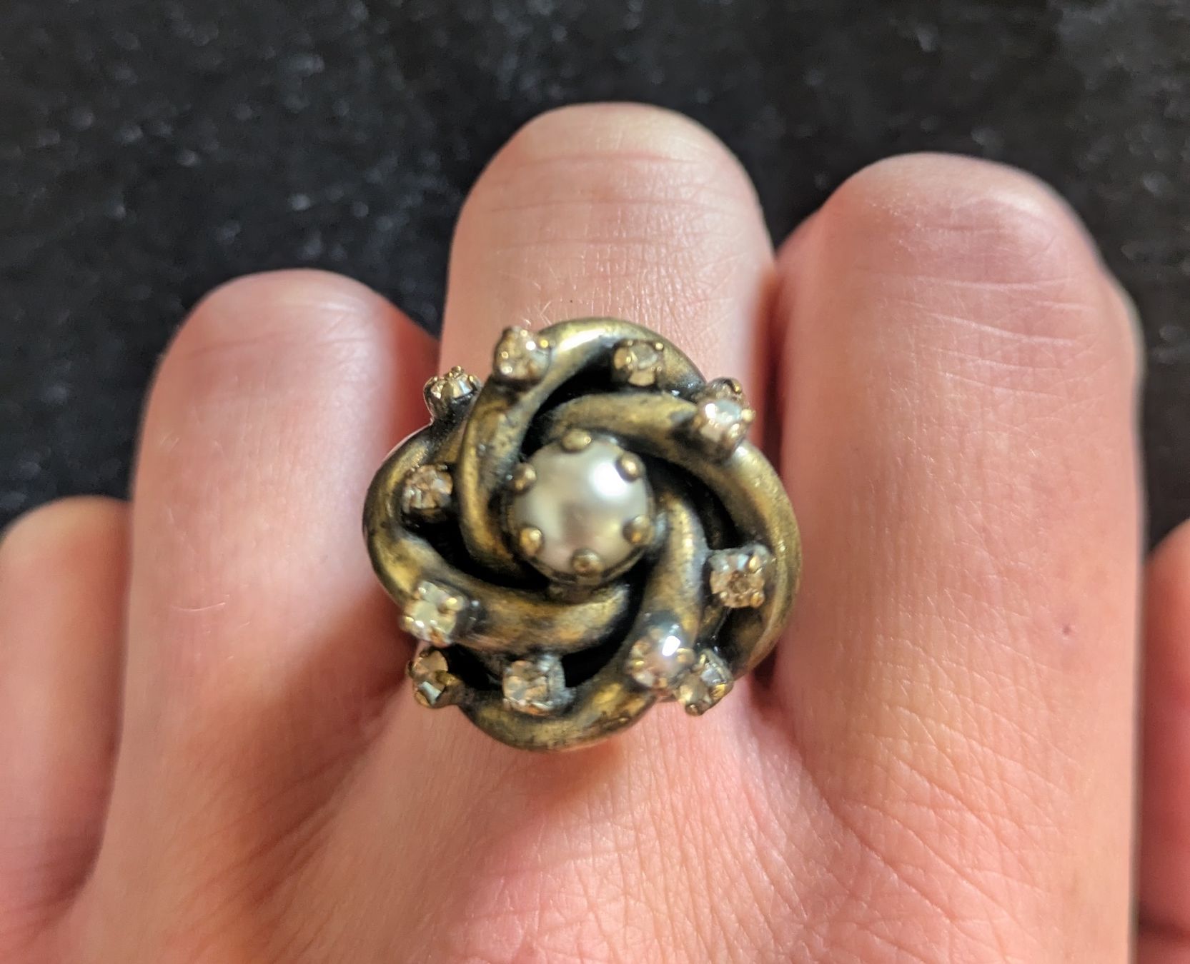 Anelli: Konplott Ring mit Perle u. Kristallsteinen, verstellbar – Usato da St. Gallen venduto da Jasik1 3