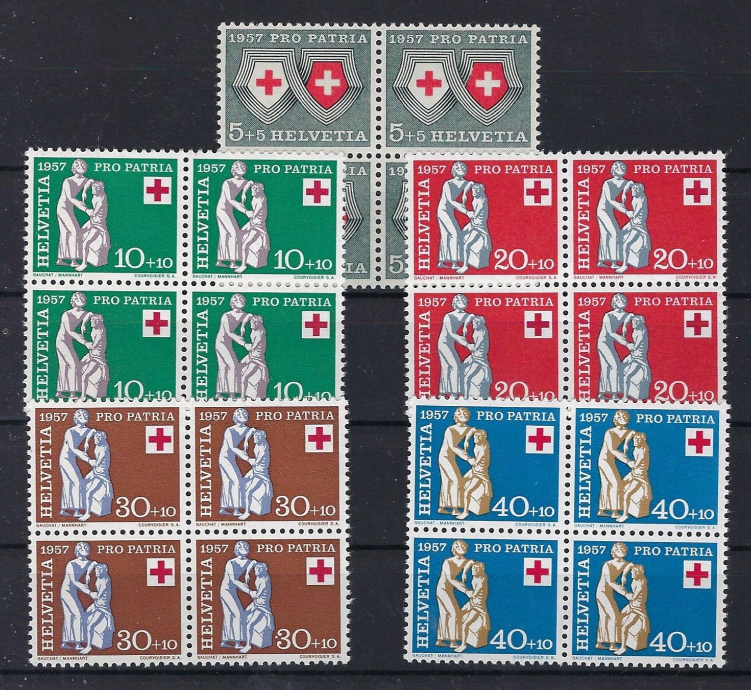 Tutti i francobolli: 1957 Pro Patria Viererblocks postfrisch   15944 – Usato da Lunden venduto da Animus999