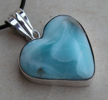 ♥ LARIMAR ANHÄNGER - GROSS - HERZ - SILBER ♥