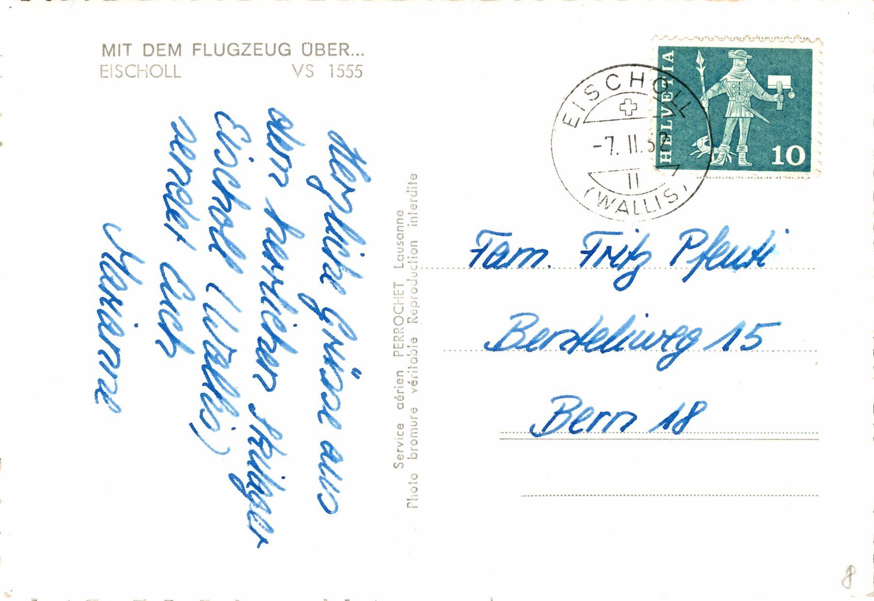 Cartoline postali: Mit dem Flugzeug über ... Eischoll – Usato da Bronschhofen venduto da Astore 1