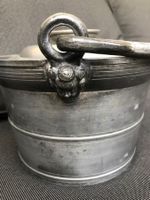 Antiquité pot porte-dîner en étain poinçon fleur de lys