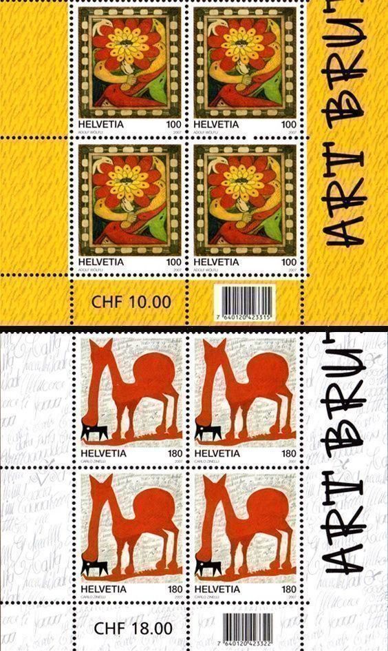Alle Briefmarken: 2 Viererblöcke Art Brut** – Neu (gemäss Beschreibung) aus Dottikon von haeusibuh5