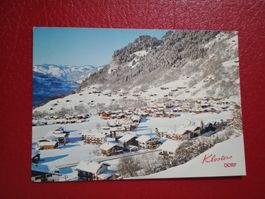 AK Klosters Dorf Winter Schriftzug