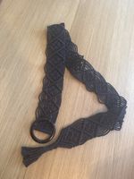 Stylish Black Macrame Belt with Round Buckle