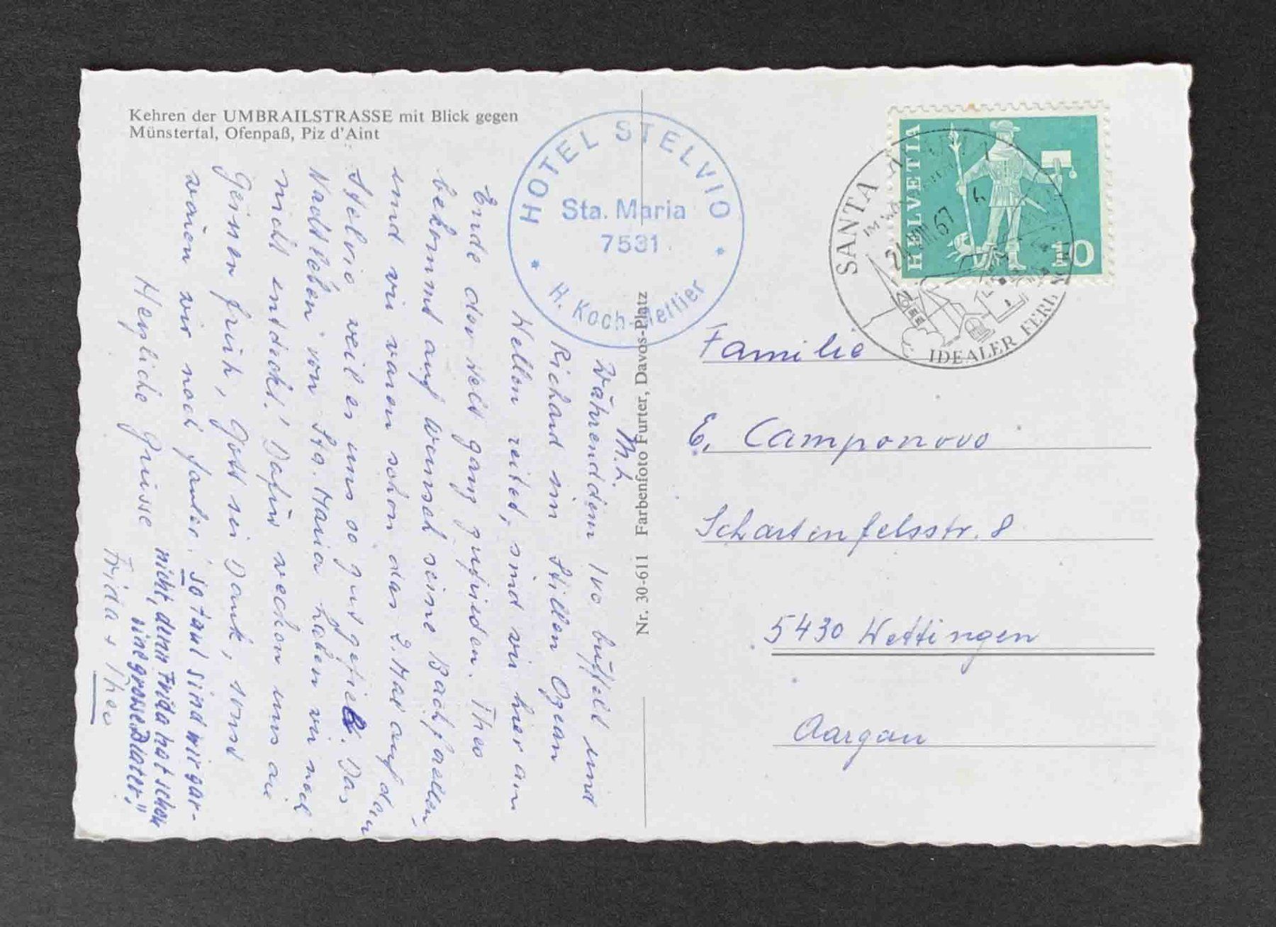 Cartes postales: AK Kehren der Umbrailstrasse Postauto – D'occasion à Goldau par artelier1 1