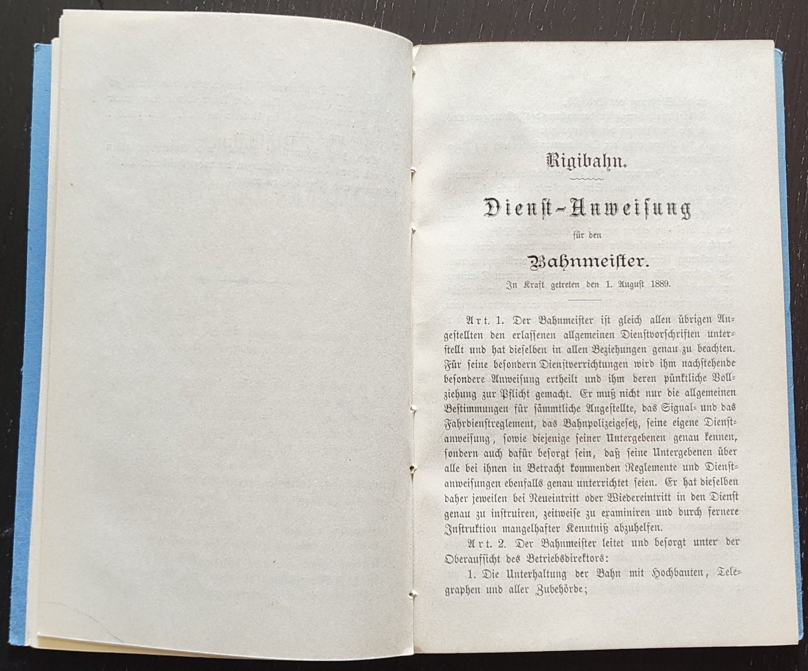 Documenti: VRB Rigi-Bahn Dienstreglement 1889 – Usato da Biberist venduto da Slick 4