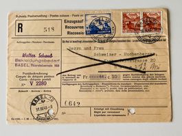 1943 Flugpost auf Einzugsauftrag sehr selten zu finden BASEL