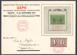 1943, W18+, Block Genf auf illustriertem FDC (14092)