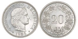 20 Rappen von 1956 (Stempelglanz)