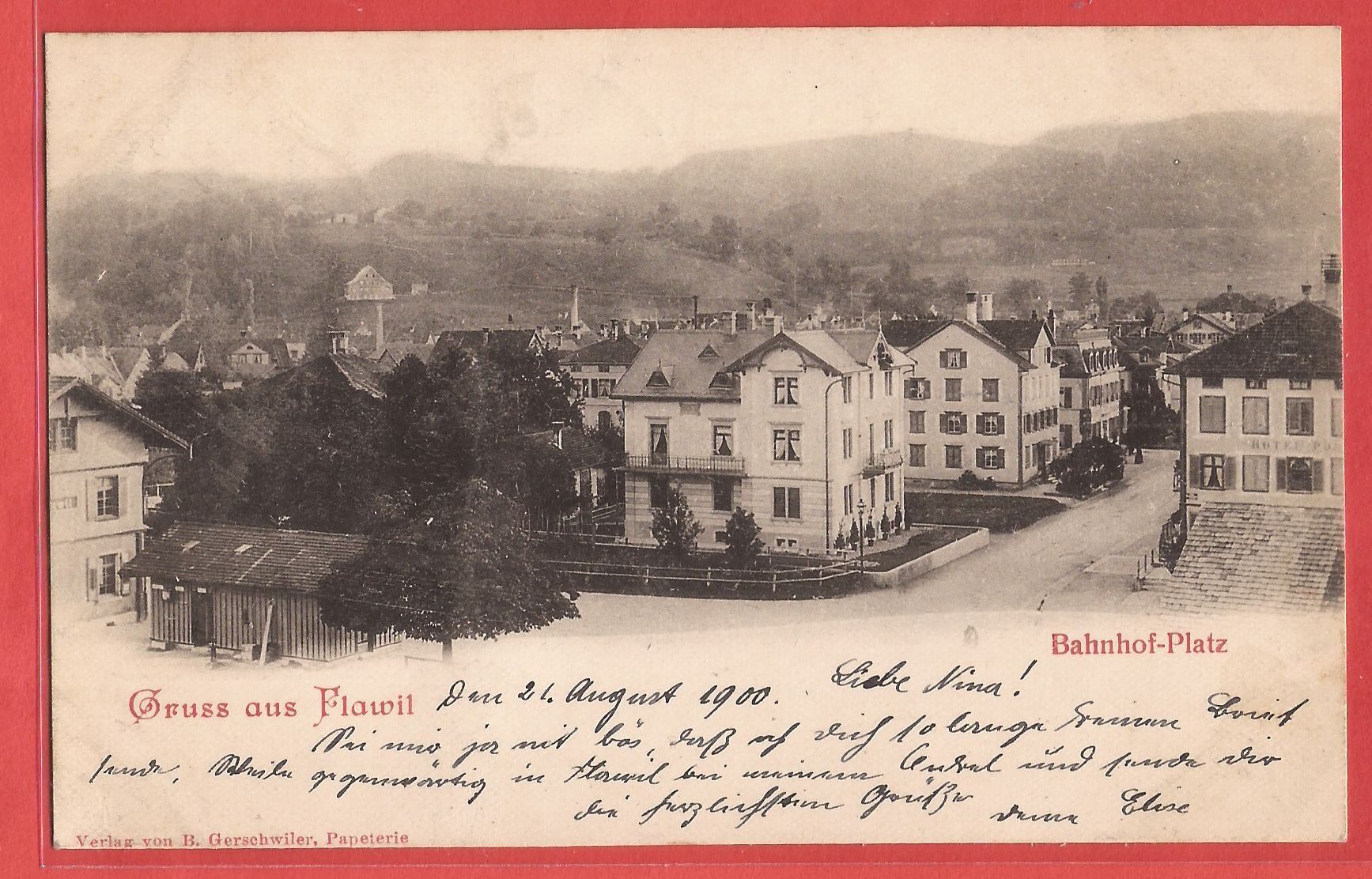 Cartoline postali: Flawil - Bahnhofplatz - 1900 – Usato da Fislisbach venduto da Porano