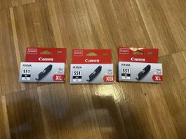 3 Original Canon Pixma Kartuschen/Patronen 551 XL schwarz