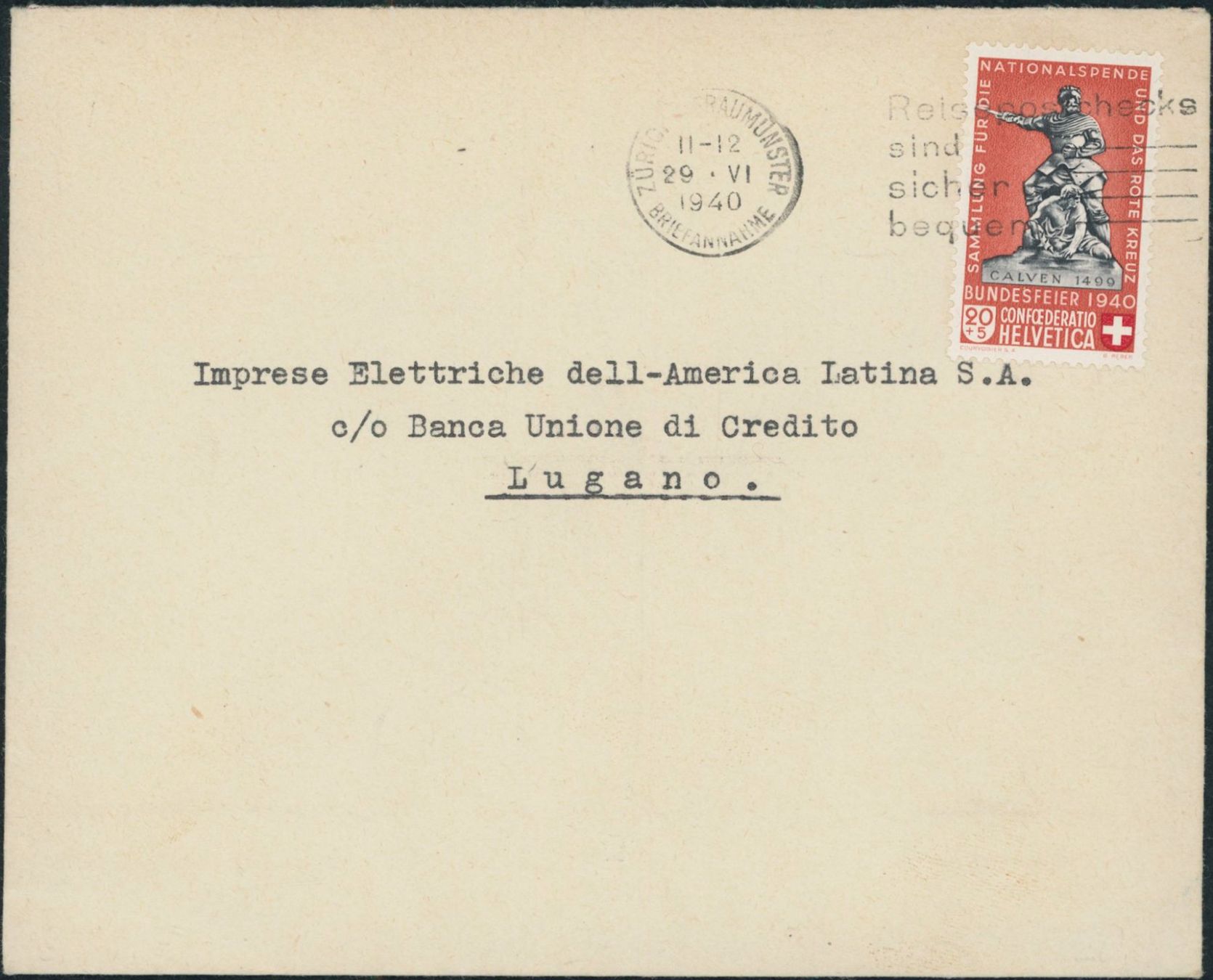 Tutti i francobolli: 1940 - Pro Patria - Brief - EF – Usato da Schindellegi venduto da stationary