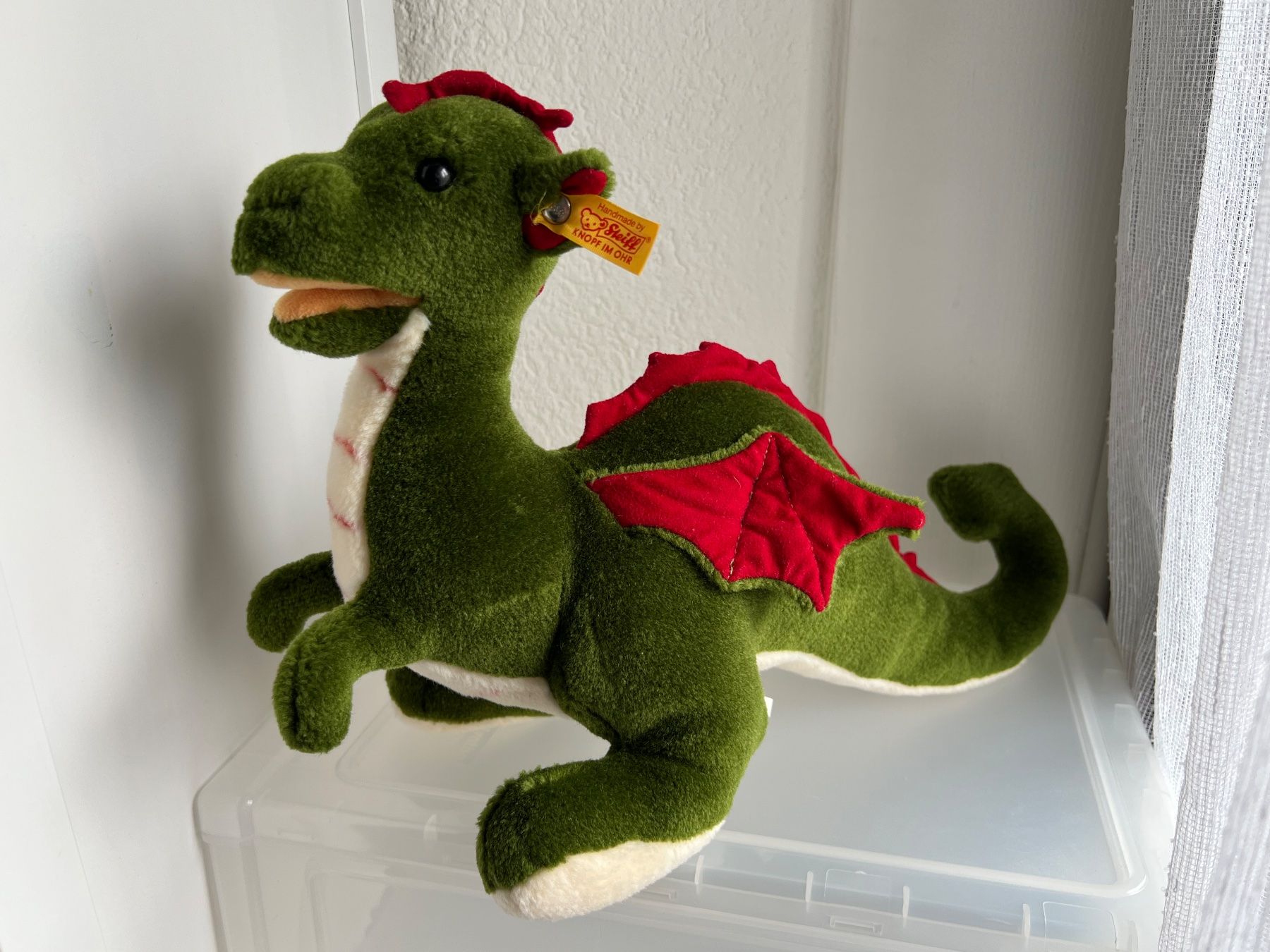 Steiff Giocattoli: Steiff Rocky Drache khaki – Usato da Uttigen venduto da sonorsonic 1