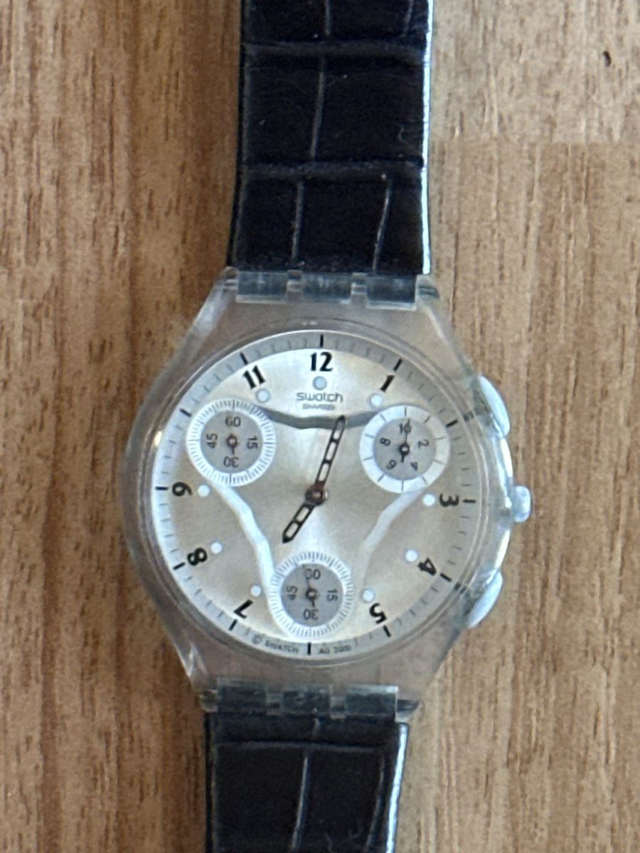 Swatch Orologi: Swatch Chrono Uhr mit Lederarmband 2000 – Usato da Heiden venduto da fam_797q 1