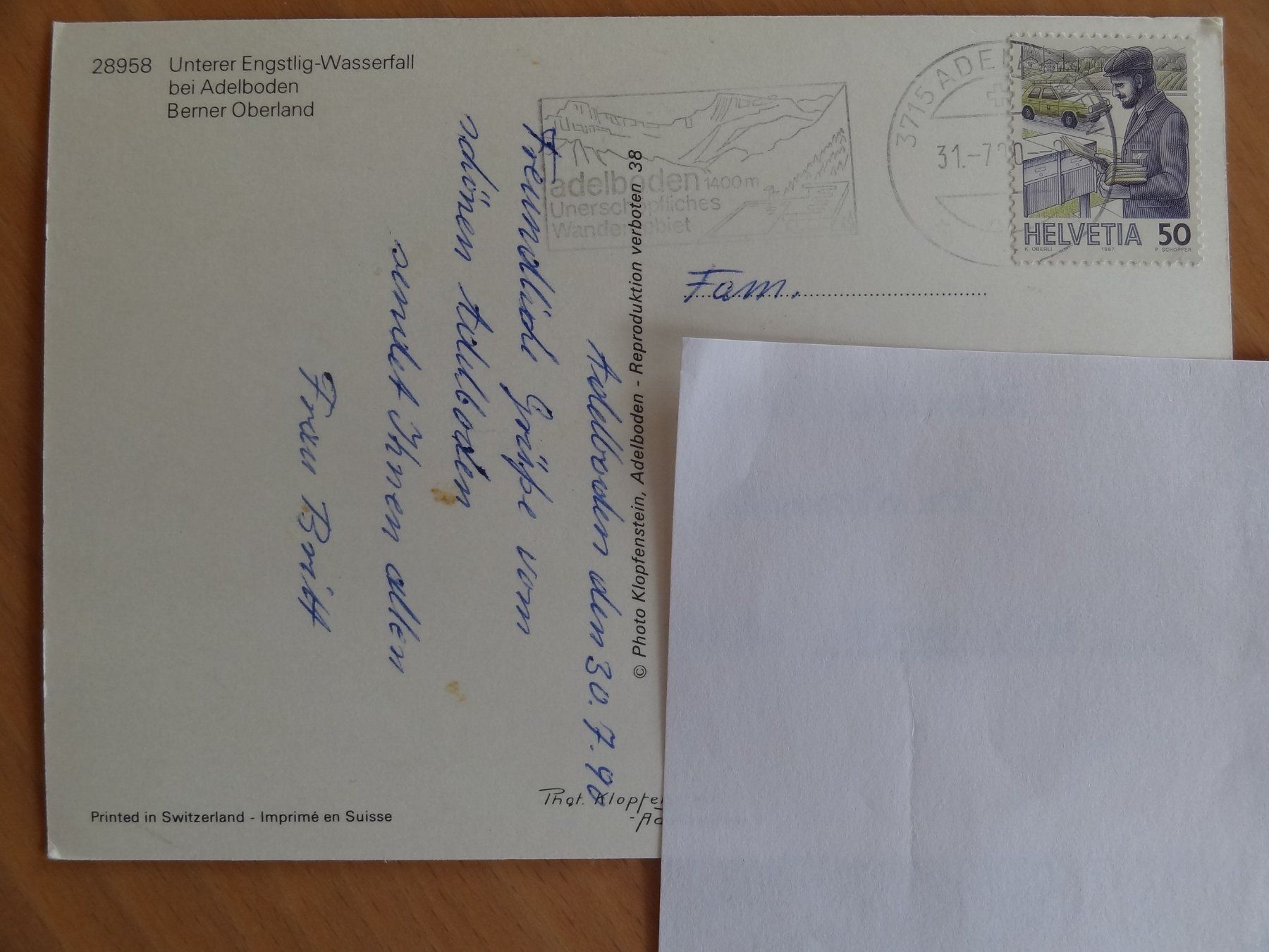 Cartoline postali: Unterrer Engstlig-Wasserfall bei Adelboden - 1980 – Usato da St Léonard venduto da Riglin 1