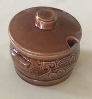 Topf mit Deckel und Löffelöffnung, Keramik - Grösse 12 cm -