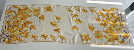 Vana Scarf 100% Silk Yellow Butterfly Pattern Good Condition