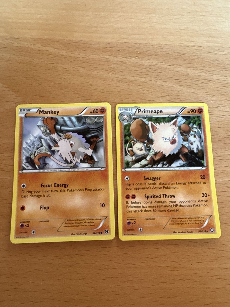 Pokémon Sammelbilder & Trading cards: 2 Pokemon Karten: Mankey & Primeape – Gebraucht aus Balsthal von Sven.sch