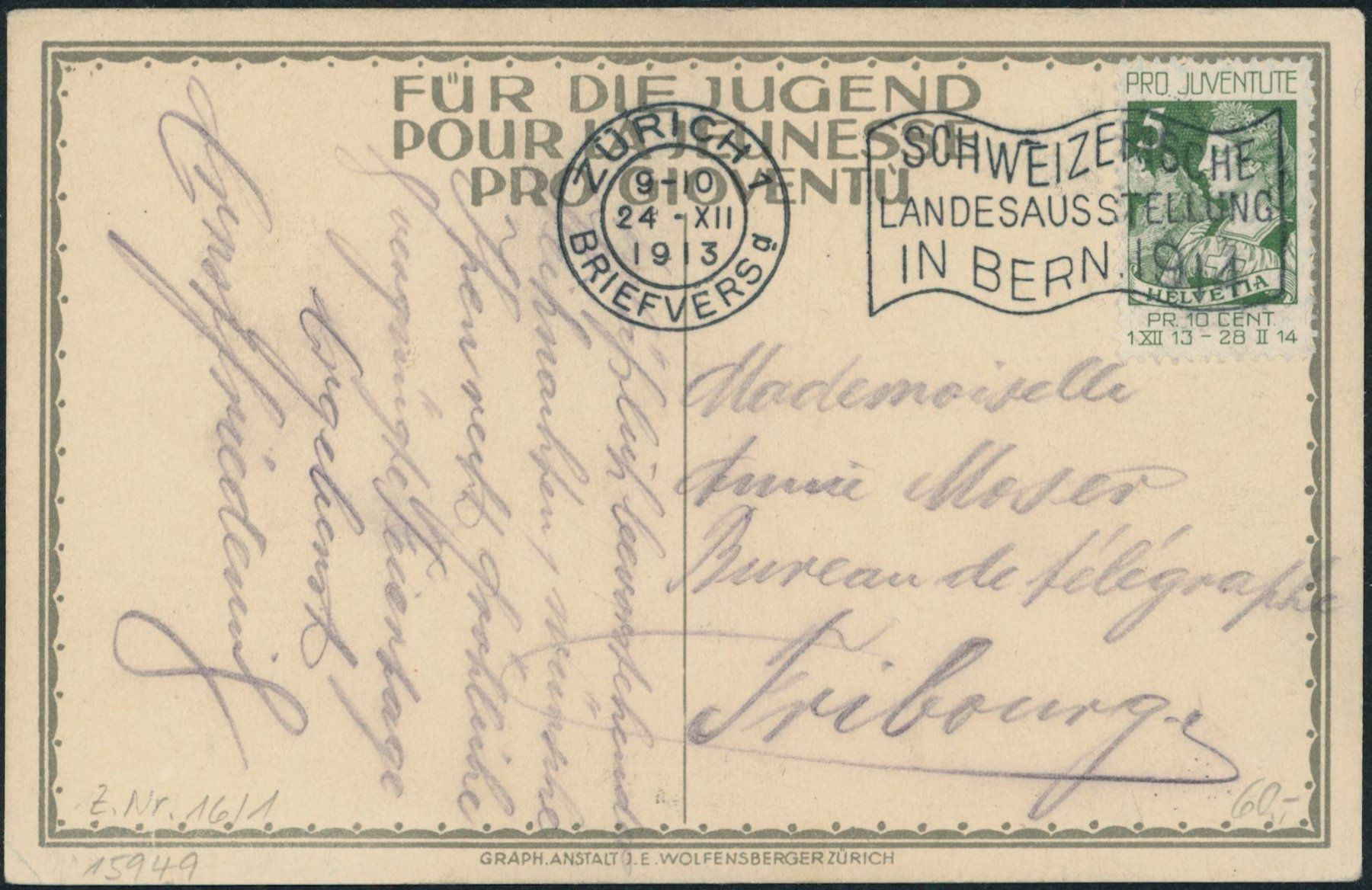 Tutti i francobolli: 1913 - Pro Juventute Karte – Usato da Schindellegi venduto da leecollect