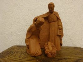 Keramik Fayence Krippe  / 1960   -W-