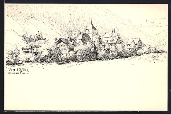 Cartoline postali: Ormont-Dessus, Vers l'Eglise – Usato da Berlin venduto da bartko-reher