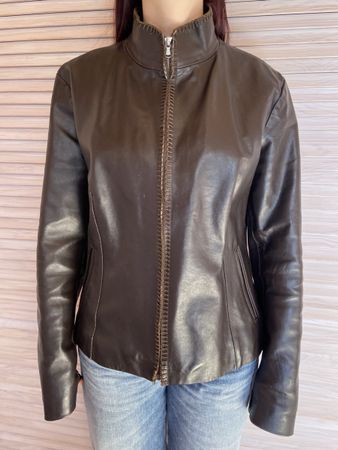 Veste en cuir véritable marron XL vintage