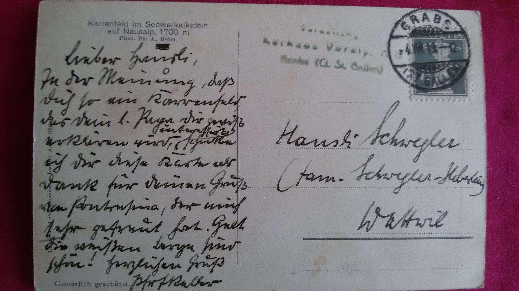 Cartoline postali: Nausalp Karrenfeld – Usato da Bischofszell venduto da Joachim-115 1