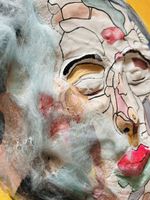 Abstraktes Mixed Media Portrait Gesicht, MDF Board