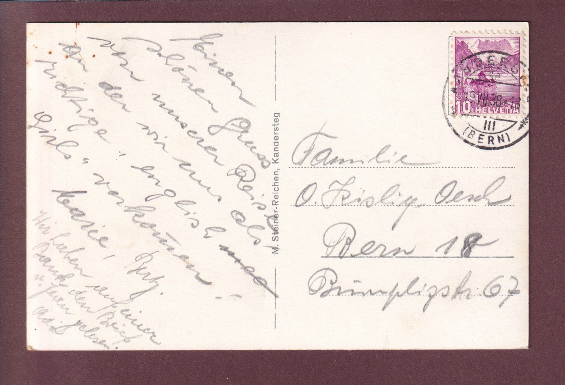 Cartoline postali: KANDERSTEG - Blümlisalp - 1938 – Usato da Pully venduto da nicecards 1