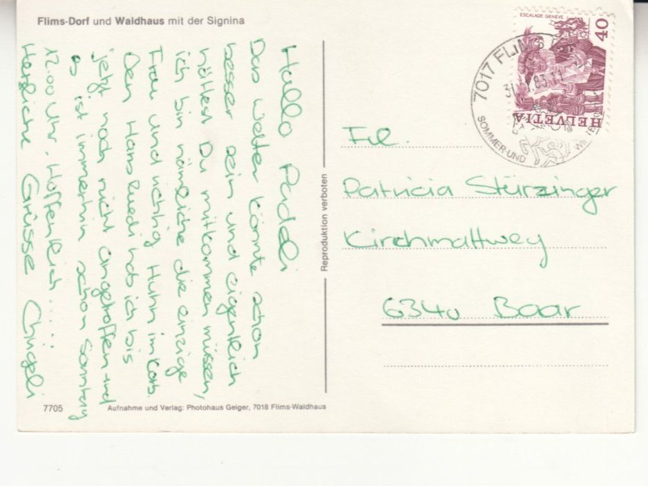 Cartoline postali: Flims 1983 – Usato da Bürglen TG venduto da StampGraf 1