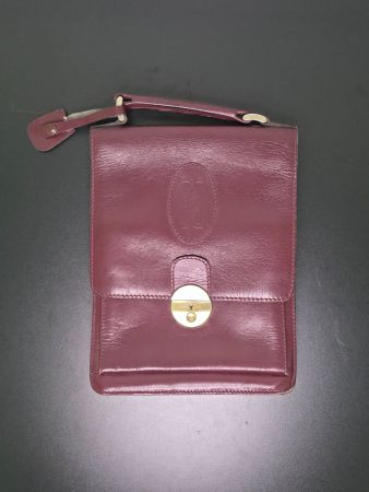 CARTIER Must de Cartier Vintage Herren Ledertasche Bordeaux