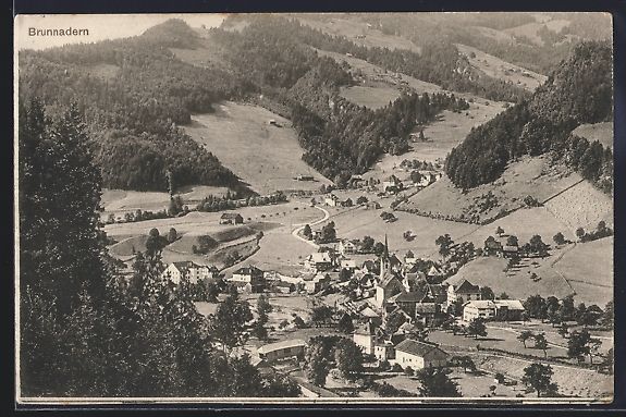 Cartoline postali: AK Brunnadern, Teilansicht mit Kirche – Usato da Berlin venduto da bartko-reher