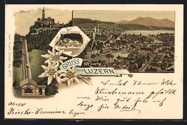 Litho Luzern, Löwendenkmal, Gütsch mit