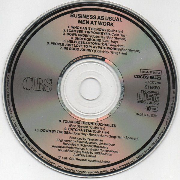 CD: Men At Work BUSINESS AS USUAL CD – Usato da Kandergrund venduto da Sososo 2