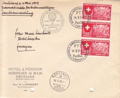 SLH SF 39.3 a Hotelumschlag mit SBK 220 3er-Streifen