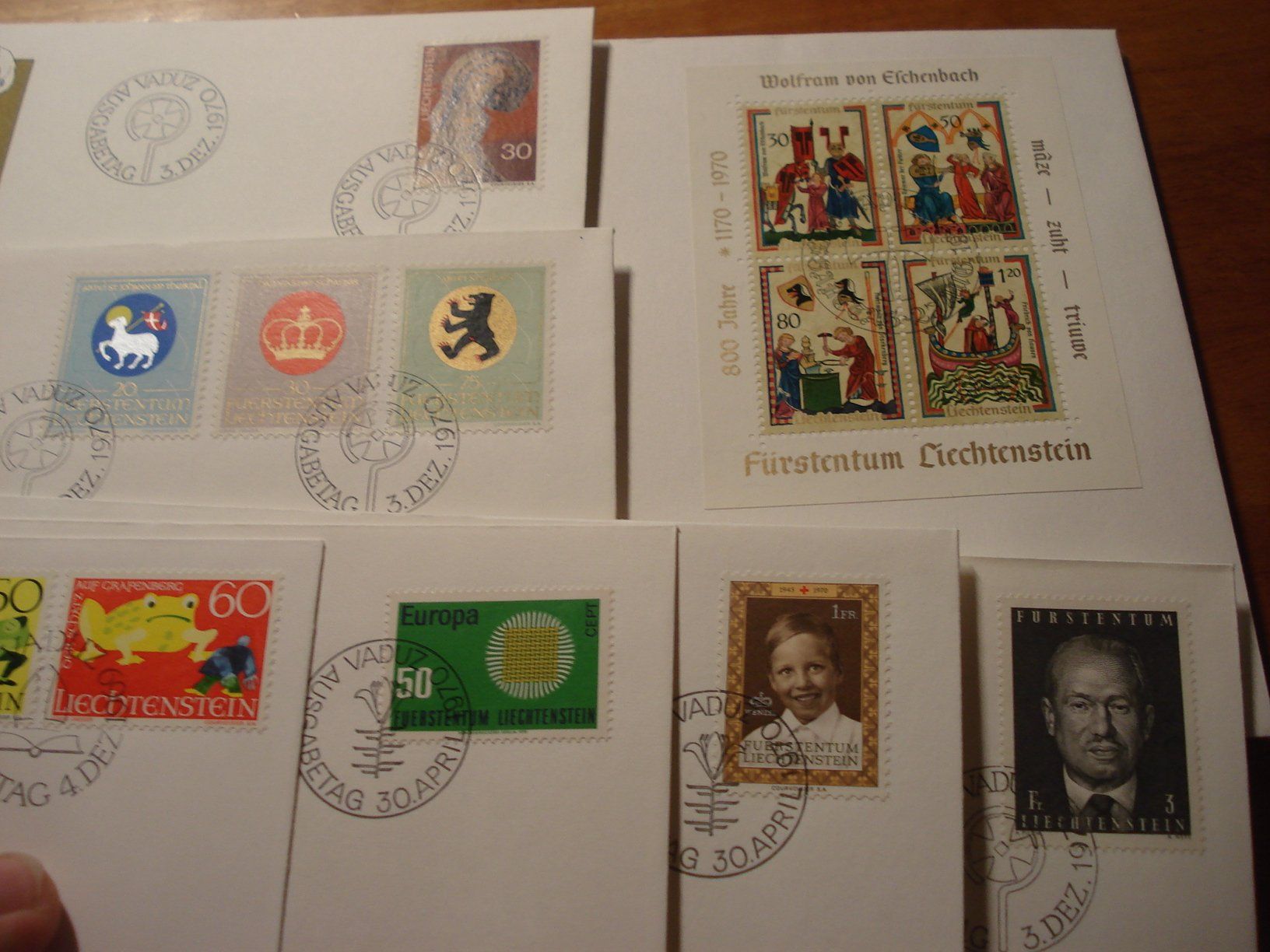 Tous les timbres: Liechtenstein 8 FDC um 1970 – D'occasion à Niederwil AG par morostahu
