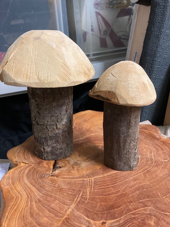 Holzpilze Bastelmaterial – 3 Stück (2x 4,5 Cm & 1x 6,5 Cm) | Aus Naturholz Für Dekoration, Schulprojekte & Handwerken