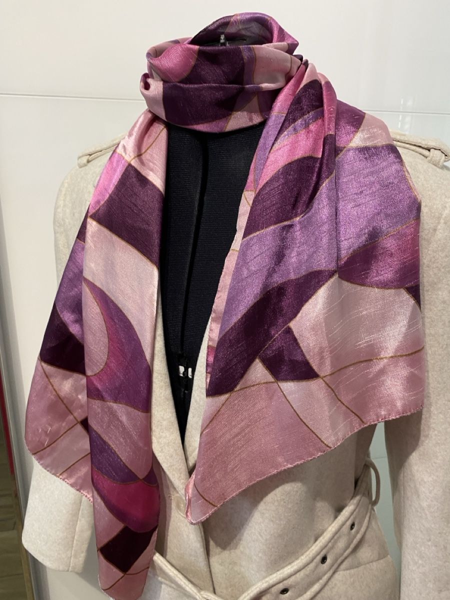 Foulards, Tücher & Schals: Damen Halstuch Pink Violett Muster gebraucht – Gebraucht aus Hausen AG von corinne_g
