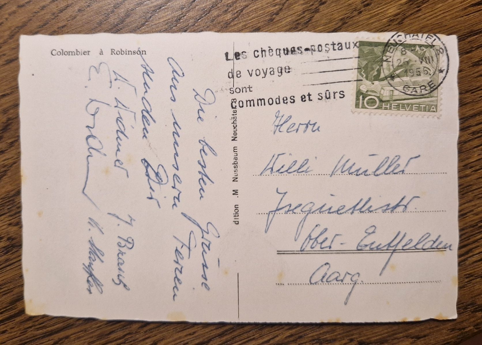 Cartes postales: Colombier 1956 – D'occasion à Ebikon par Donar50 1