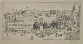 Glinz Theo, Litho, St. Gallen, Marktplatz gegen St. Mangen