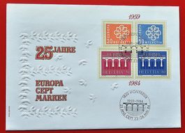 25 JAHRE EUROPA MARKEN CEPT SONDERCOUVERT 347 1959 708 1984