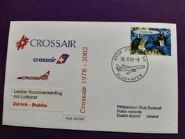 Flugbrief Zürich-DUBLIN Letztflug CROSSAIR,30.03,02